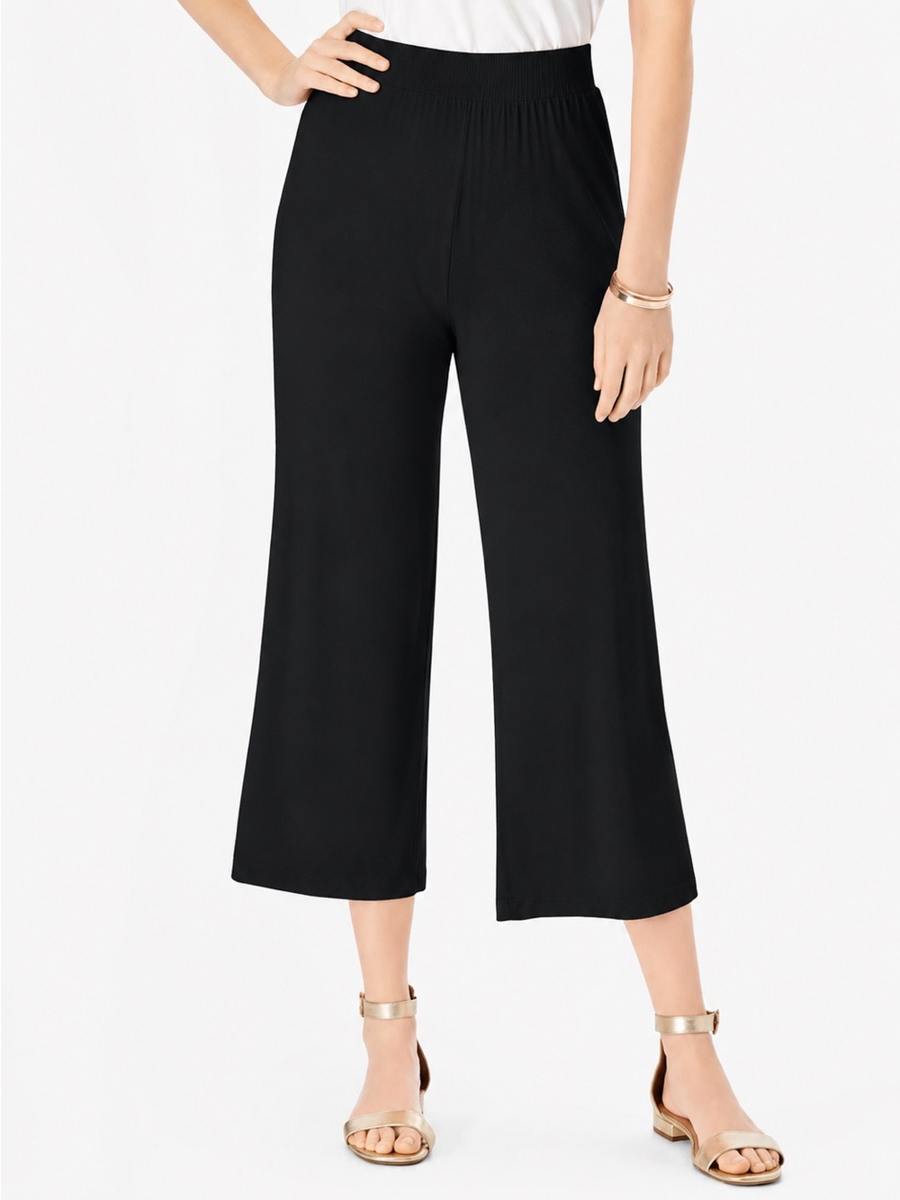 *NWT* Jessica London Black Cropped Wide-Leg Pants - Size 14/16